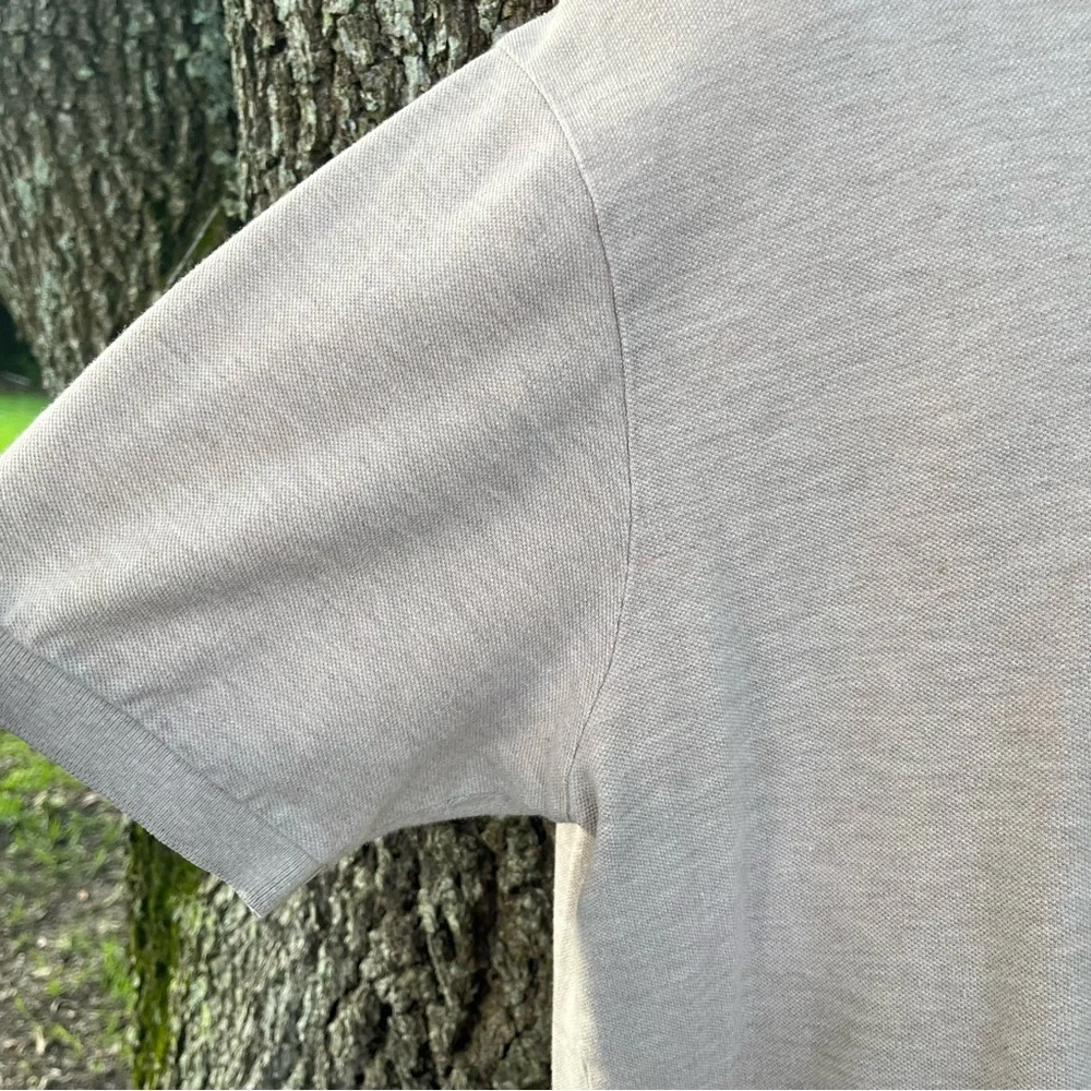 RALPH LAUREN TAN OATMEAL GRAY HORSE LOGO MENS SHORT SLEEVE POLO SHIRT COLLARED